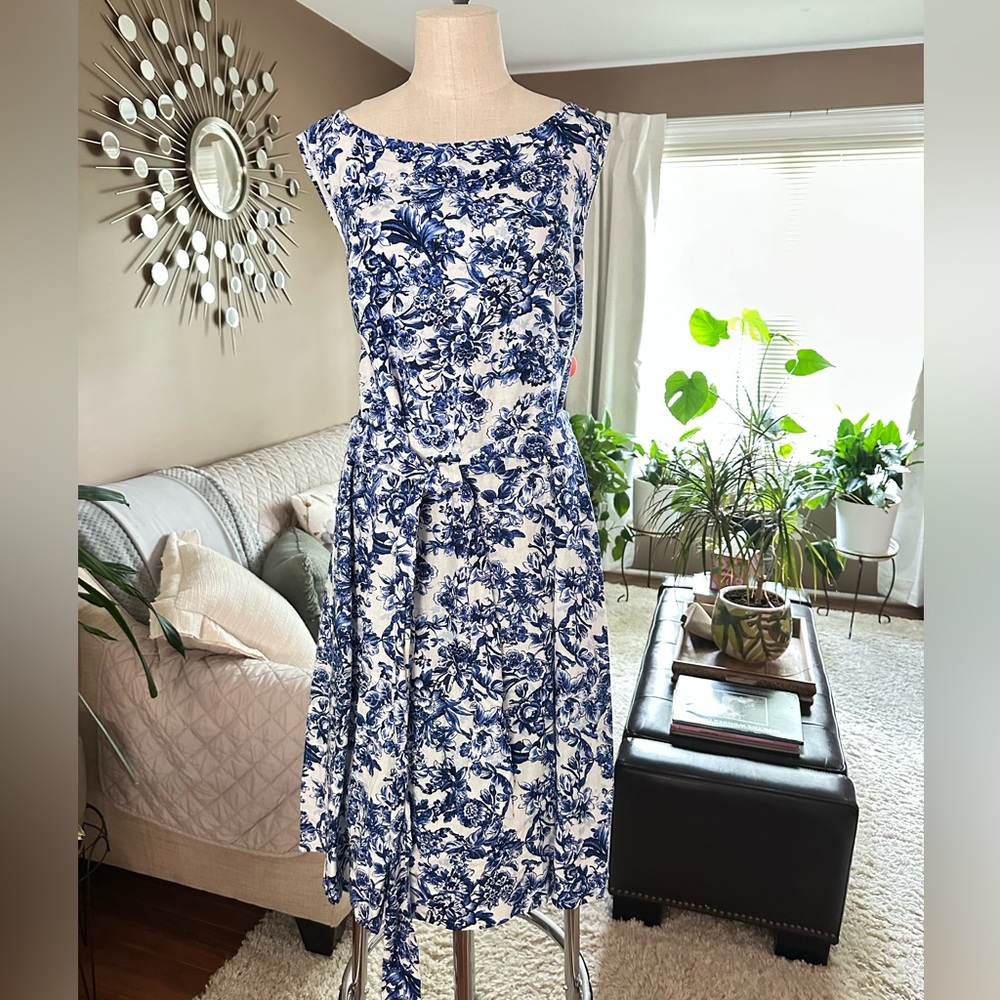 Anne Klein Floral A-Line Midi Dress